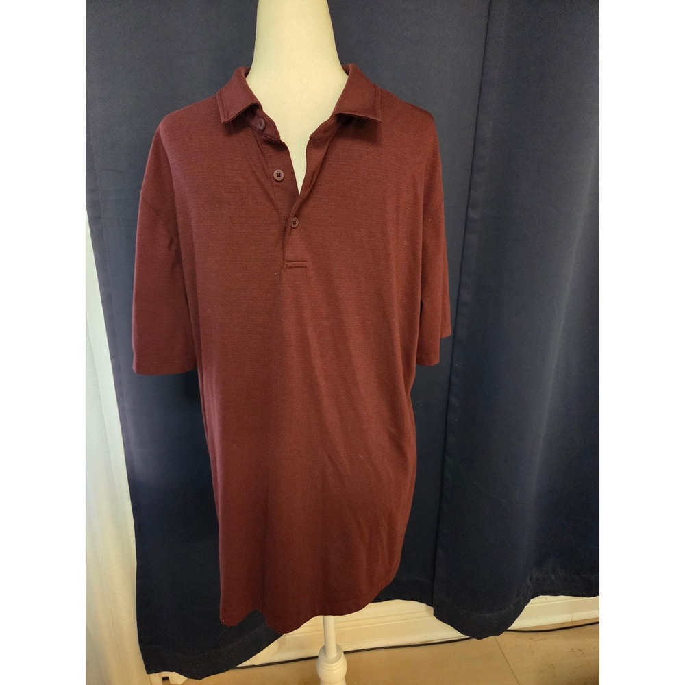 Lululemon Mens Short Sleeve Polo Shirt Burgundy Maroon Sz M L Active Golf Top